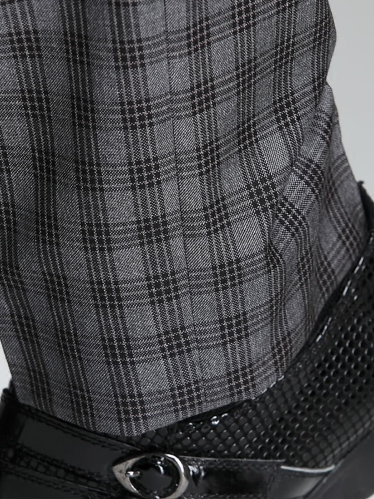 チェックパンツ 細身シルエット格子柄スラックス