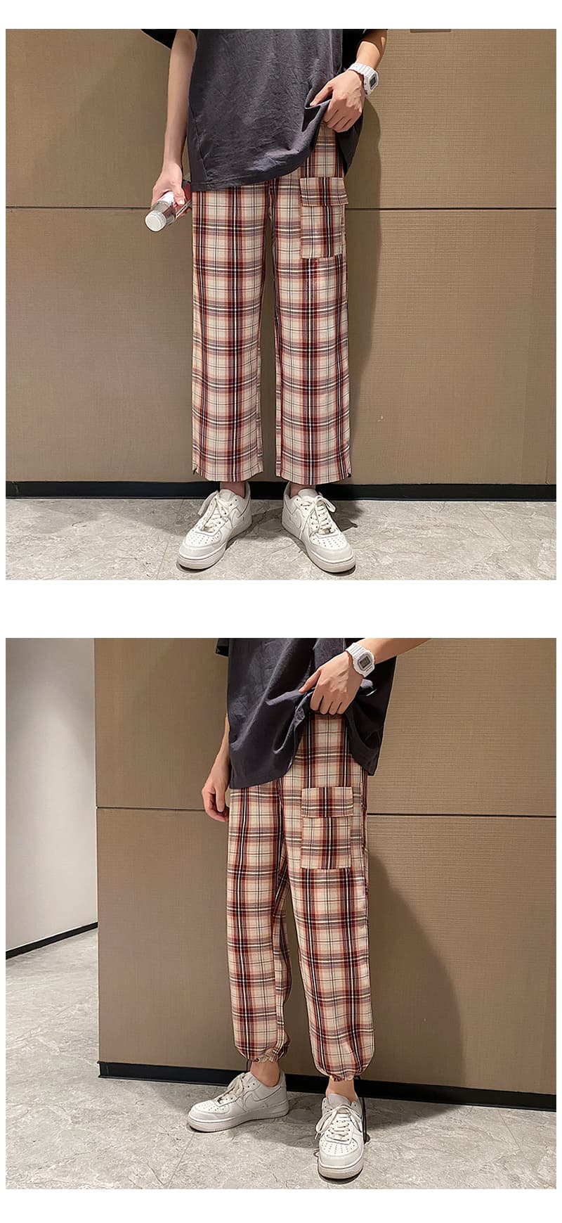 チェックパンツ チェックパンツ 伝統格子模様ジョガーパンツ