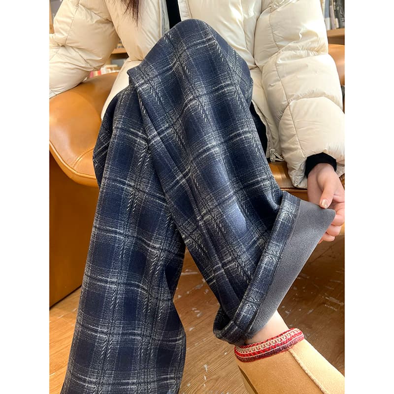 チェックパンツ 落ち着きのある大人なチェックワイドパンツ