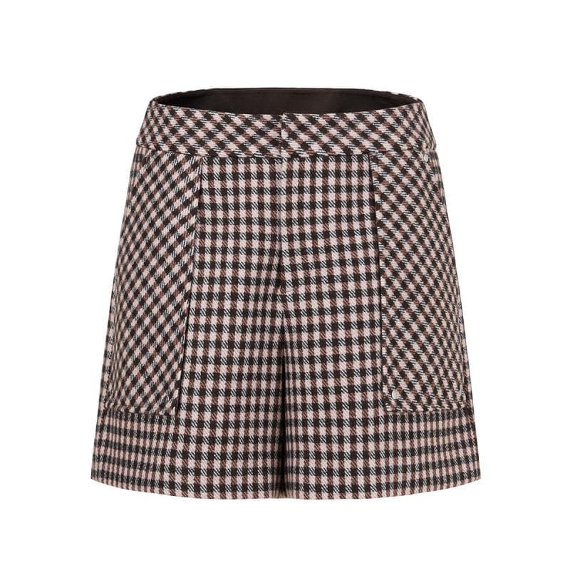 チェックパンツ 上品チェックセットアップ ショートパンツ