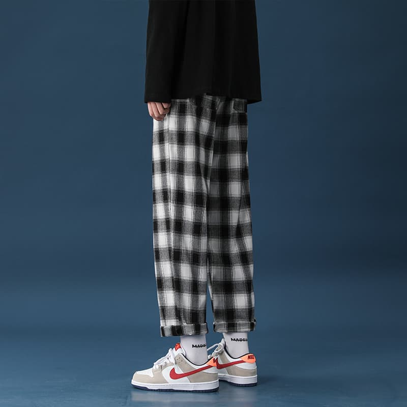 チェックパンツ リラックスギンガムロングパンツ