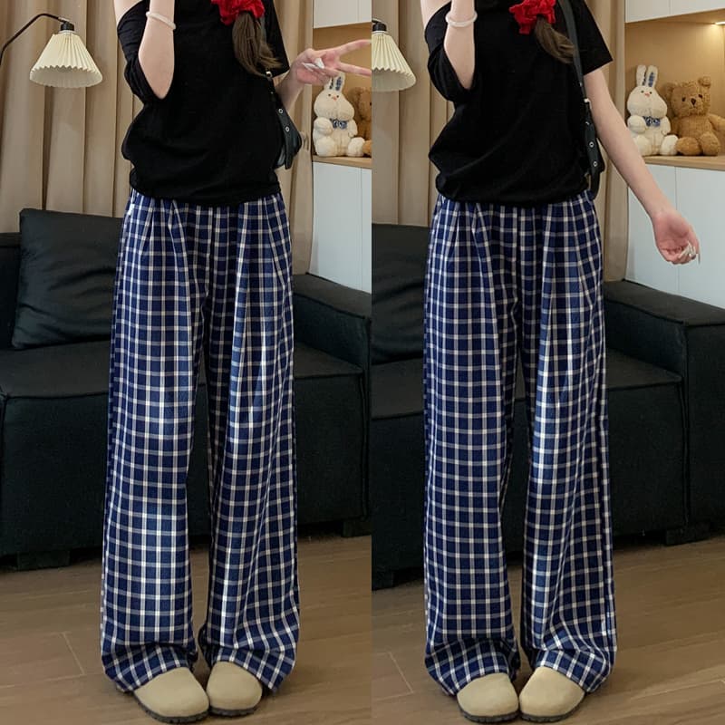 チェックパンツ ゆったりくつろぎパンツ