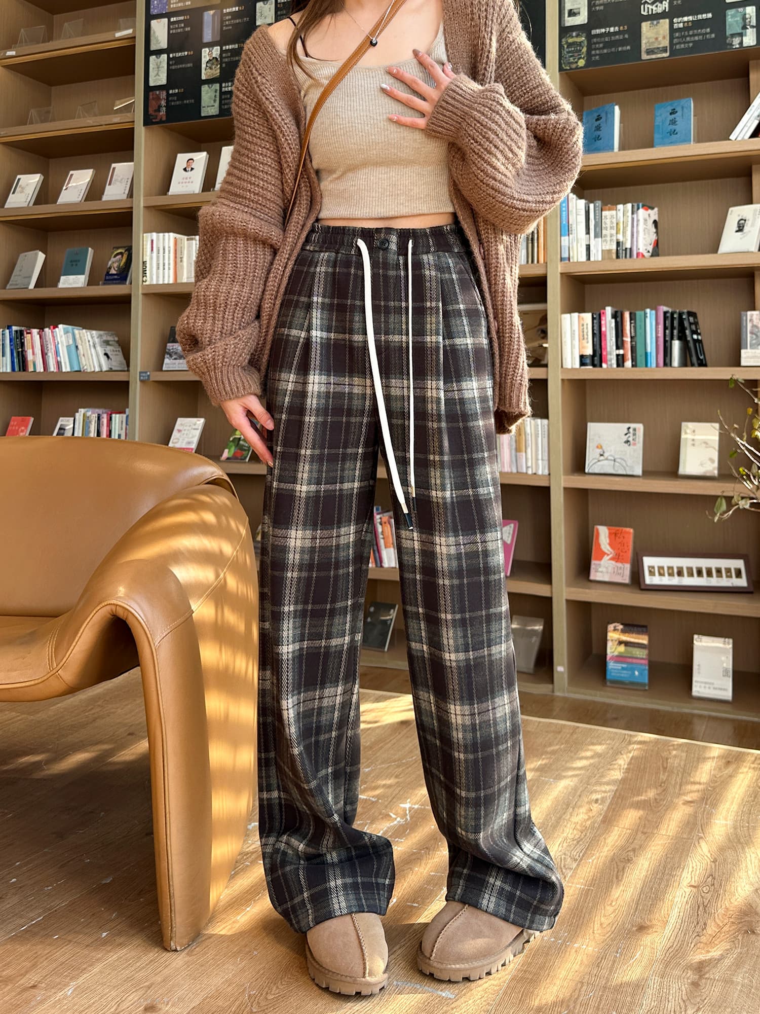チェックパンツあったか起毛タータンチェックパンツ