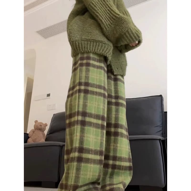 チェックパンツ ふんわりチェックワイドパンツ