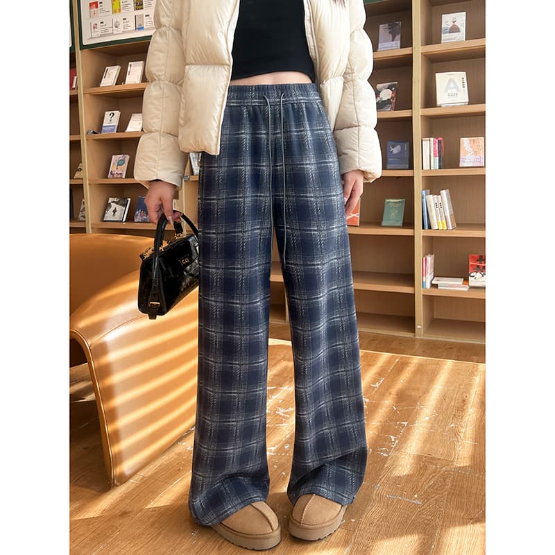 チェックパンツ ふんわりタータンチェックワイドパンツ