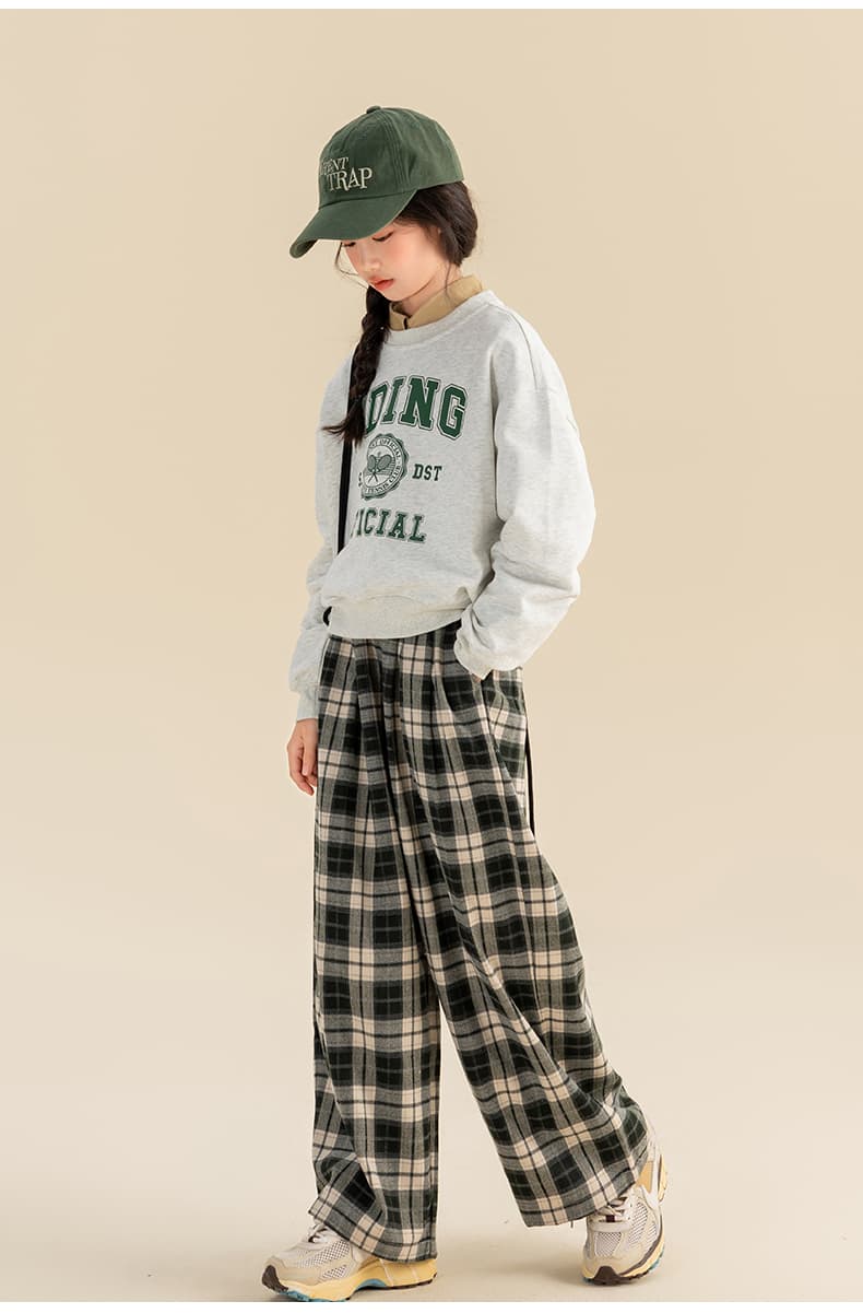 チェックパンツ ゆったりチェックワイドパンツ