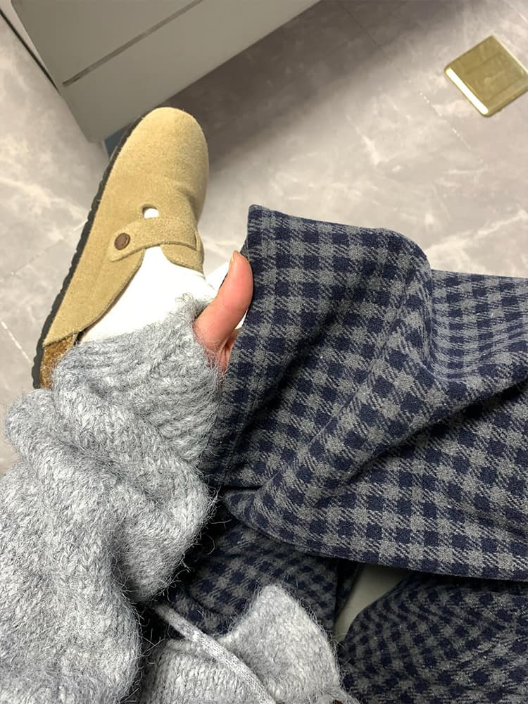 チェックパンツ ゆったりチェックワイドパンツ