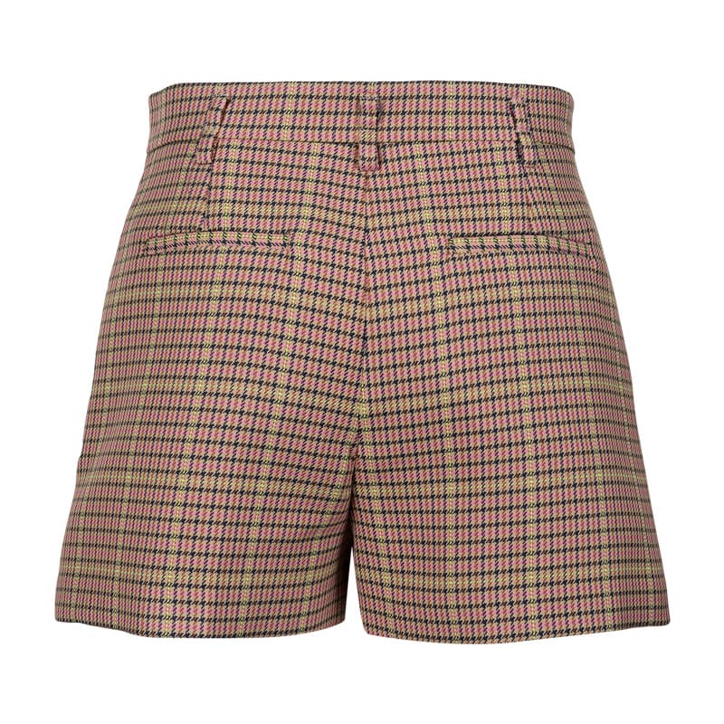 チェックパンツ ショート 千鳥格子柄ハイウエストショートパンツ