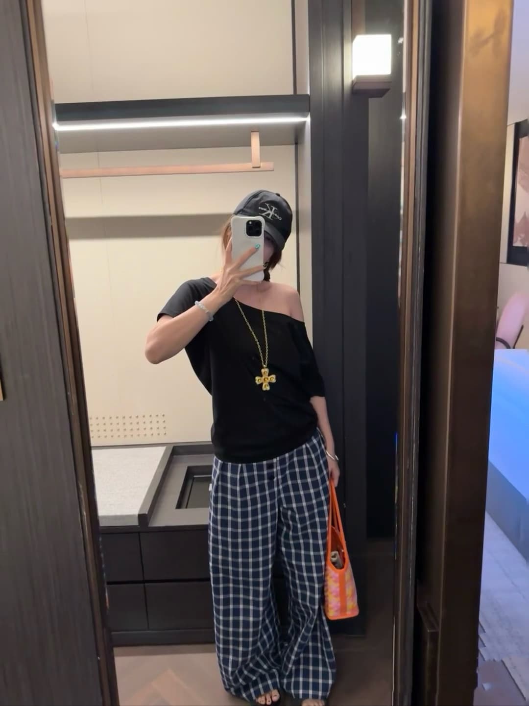 チェックパンツ クラシック格子柄ワイドパンツ