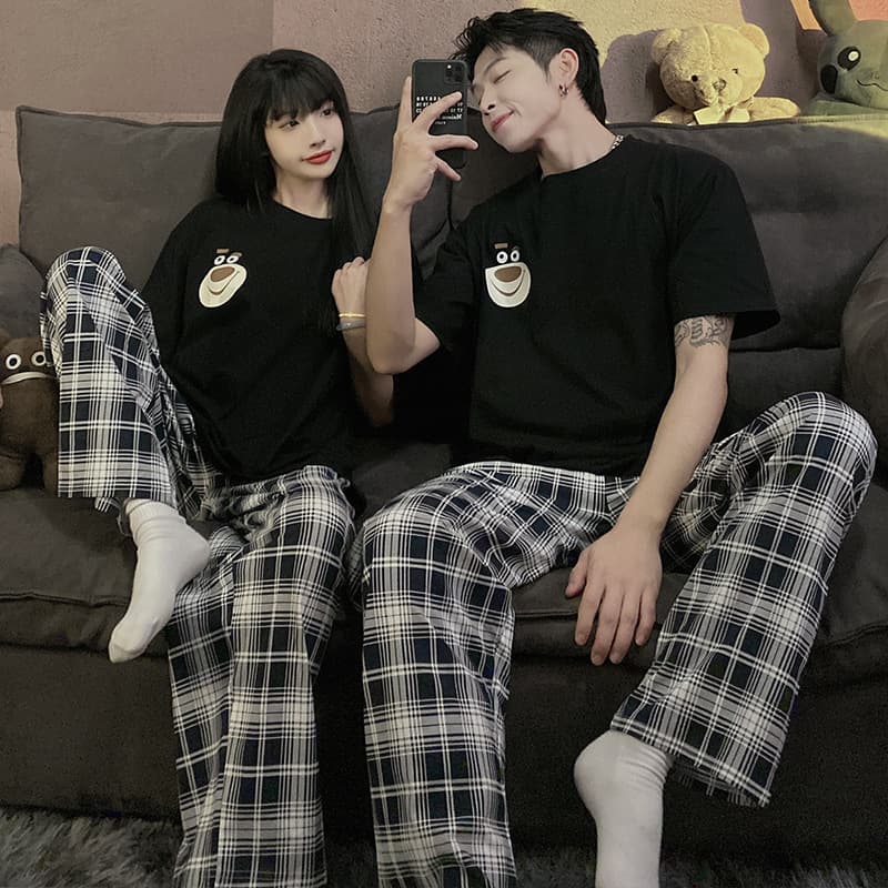 チェックパンツ グレンチェック ゆったりルームパンツ