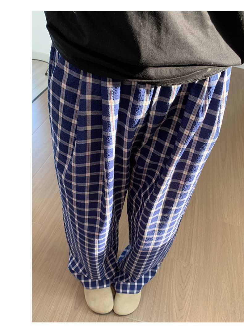 チェックパンツ ゆったりくつろぎパンツ