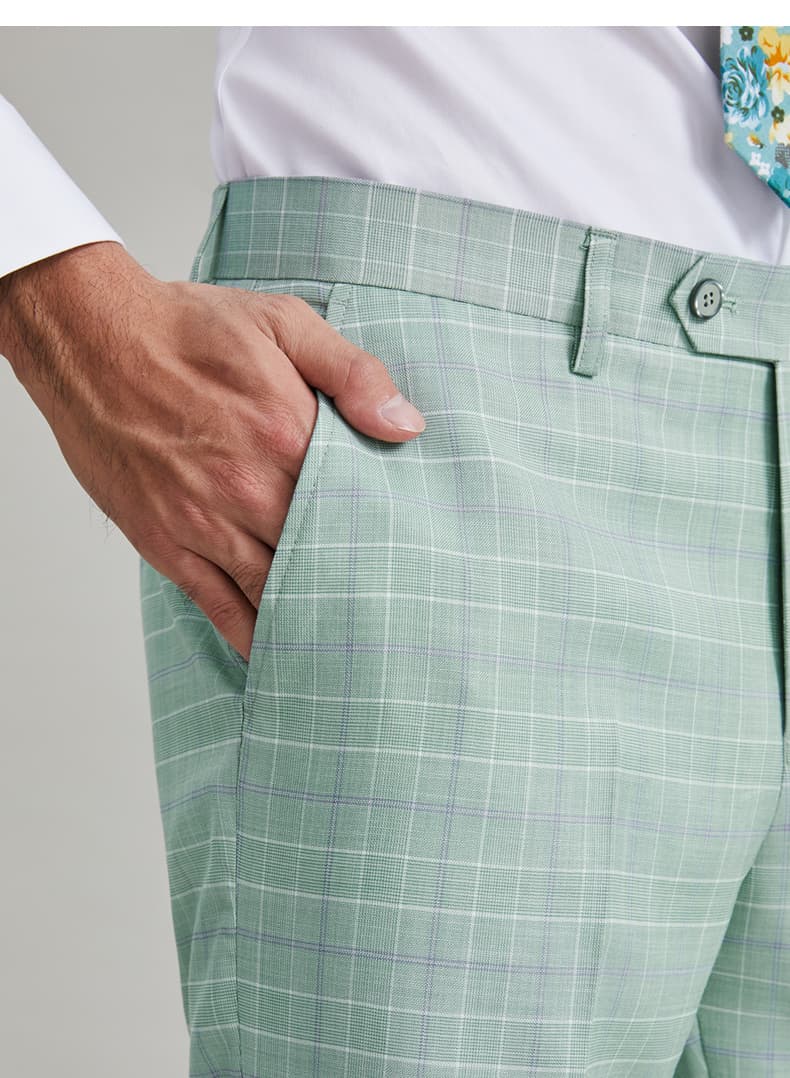 チェックパンツ 爽やかチェック柄クロップドスラックス