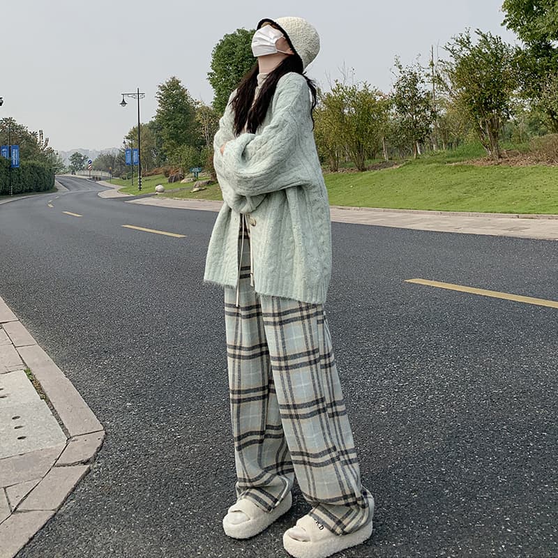 チェックパンツ ふんわりチェックワイドパンツ