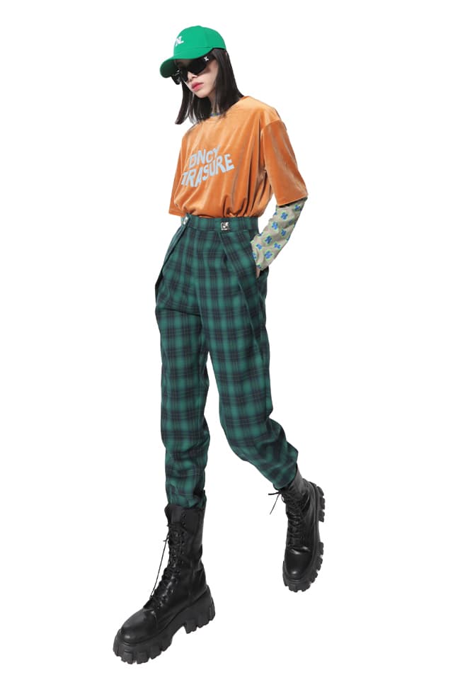 チェックパンツ ゆったりシルエット