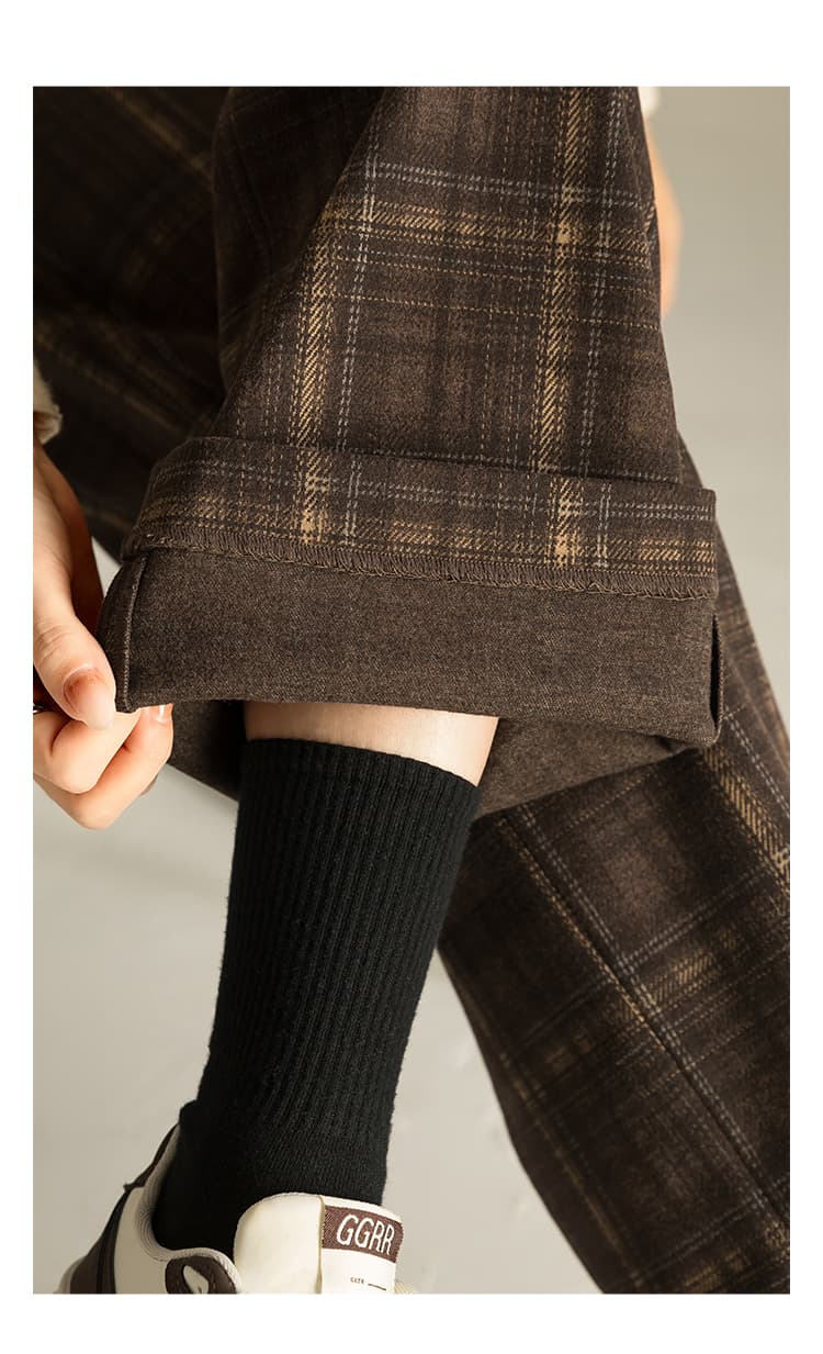 チェックパンツ ハイウエストチェックスラックス