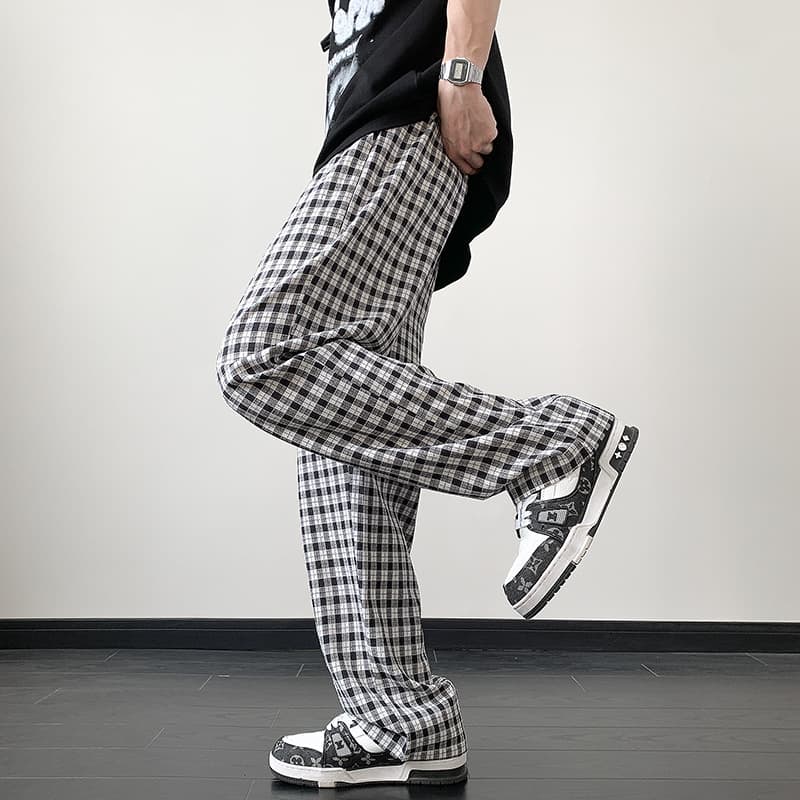 チェックパンツ ゆったりチェックワイドパンツ