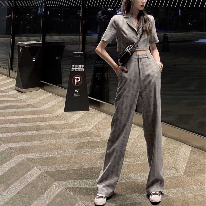 チェックパンツ クラシカルグレーチェック セットアップパンツ