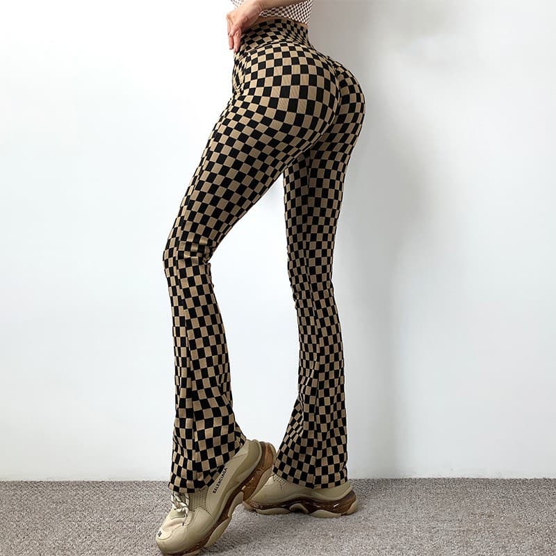 チェックパンツ スキニー 市松模様ストレッチ美脚パンツ