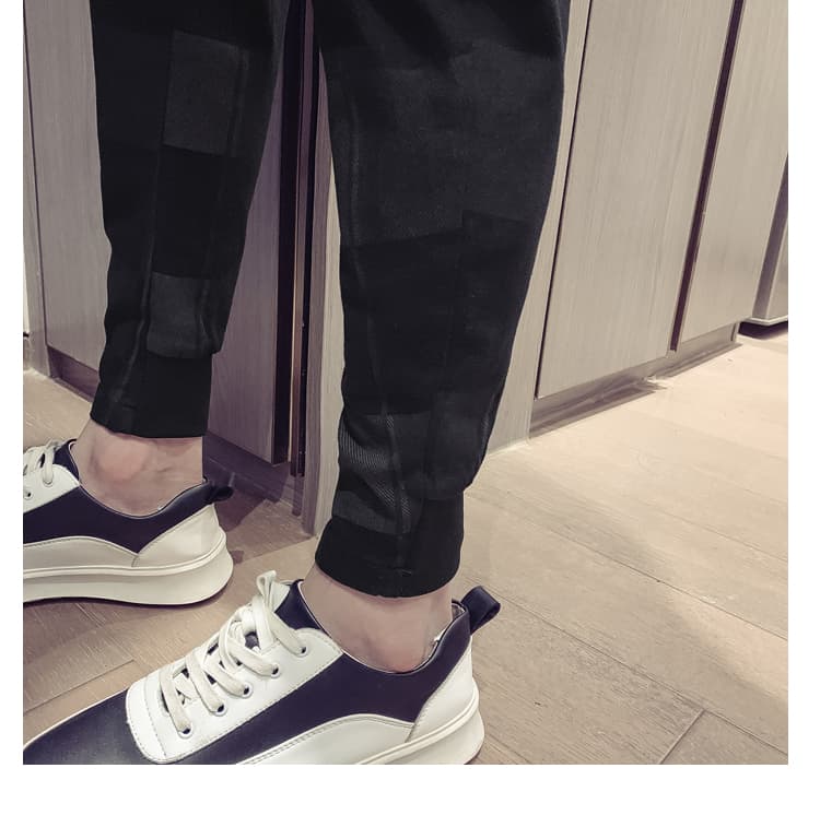 チェックパンツ モダンチェック ウエスト紐 スキニーパンツ