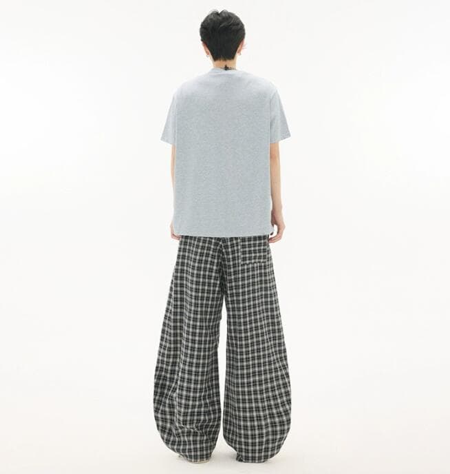 チェックパンツ チェック柄カーゴパンツ メンズワイドボトムス