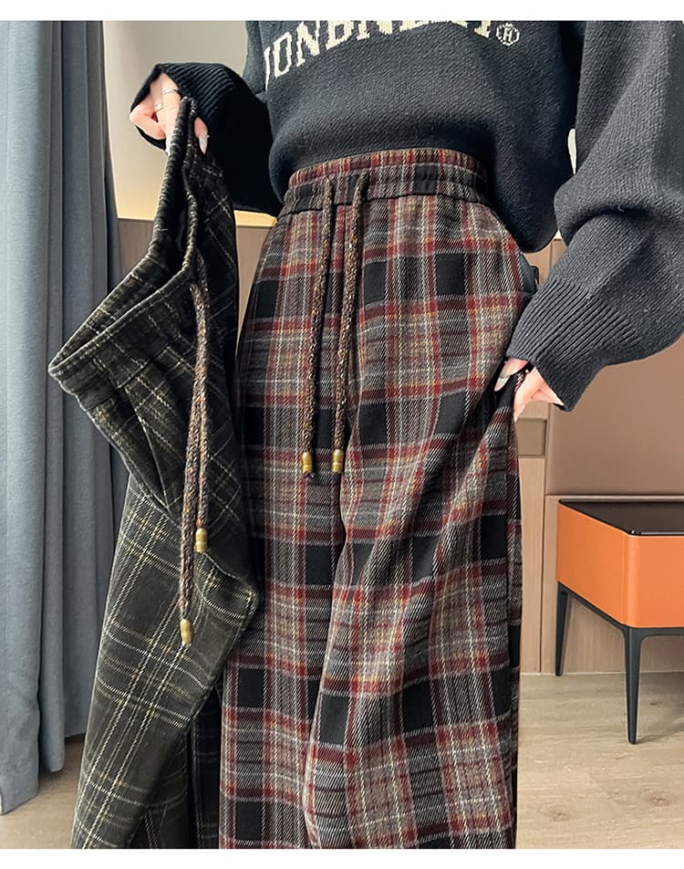 チェックパンツ ゆったりチェックワイドパンツ