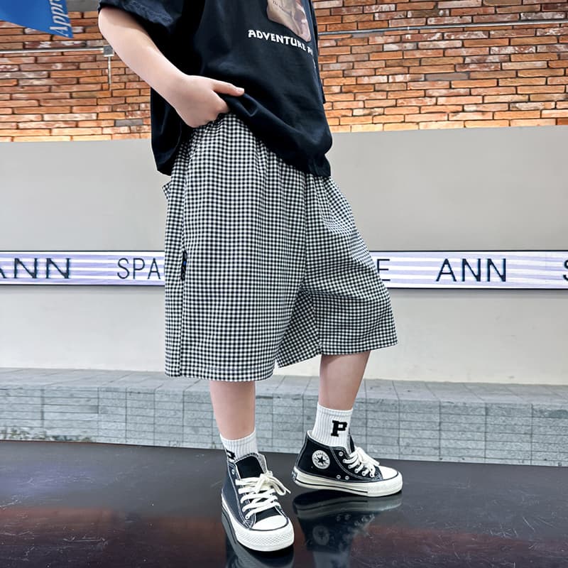 チェックパンツ ギンガムチェック ゆったりショートパンツ