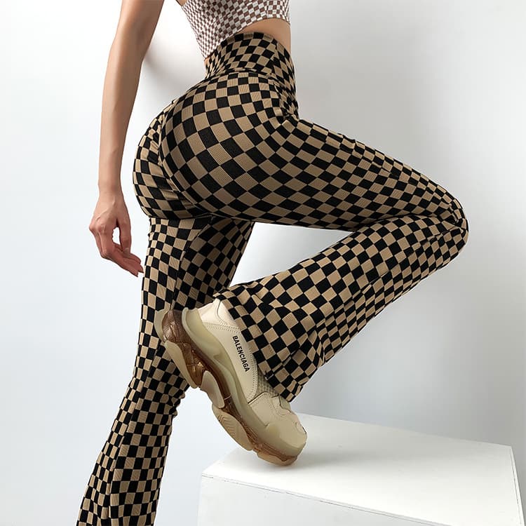チェックパンツ スキニー 市松模様ストレッチ美脚パンツ