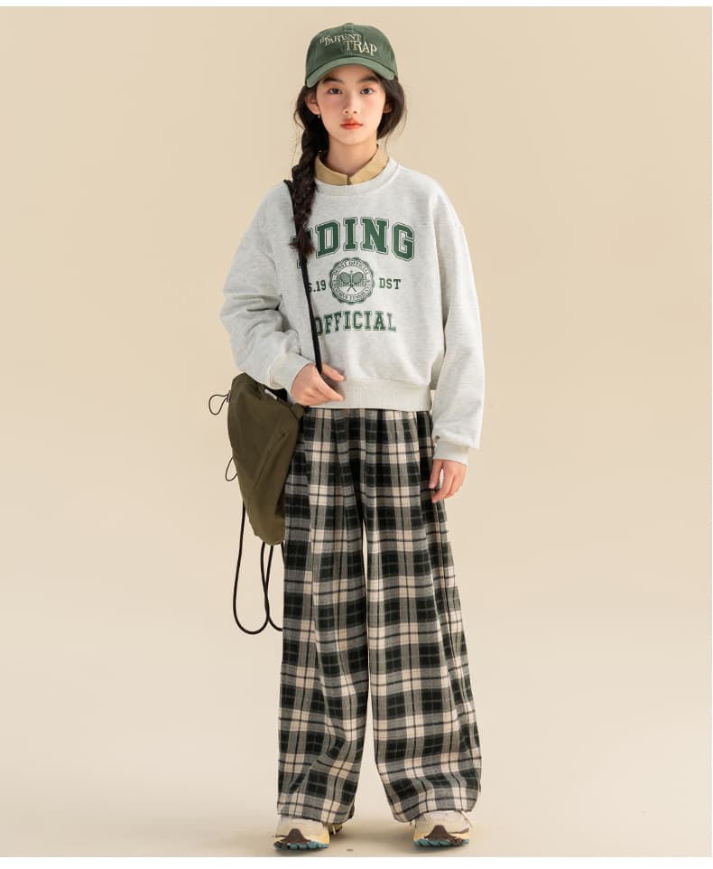 チェックパンツ ゆったりチェックワイドパンツ