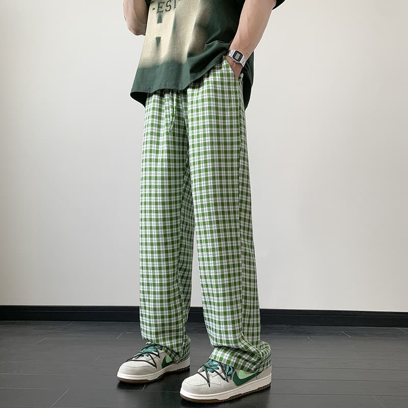 チェックパンツ ゆったりチェックワイドパンツ