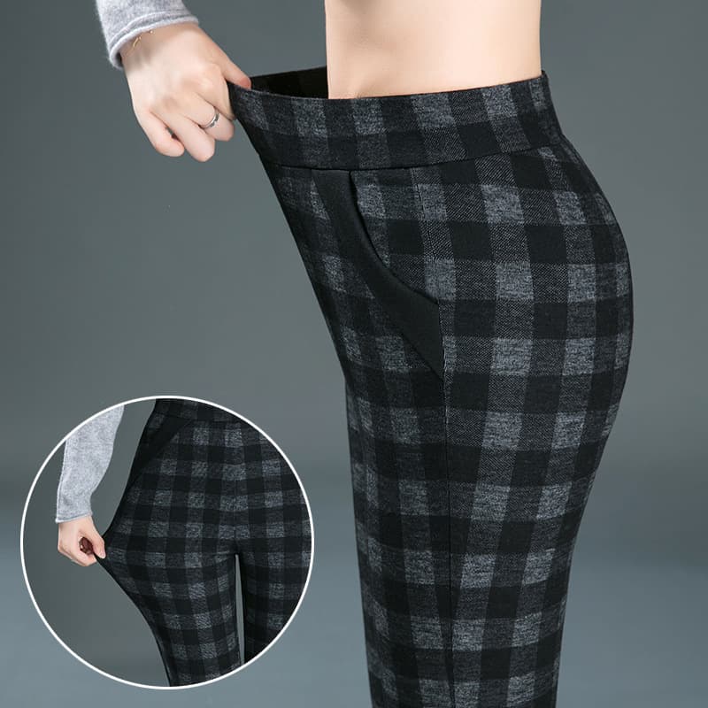チェックパンツ スキニー 上品格子柄すっきりシルエットパンツ