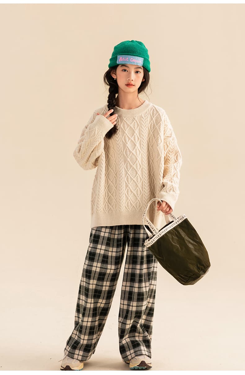 チェックパンツ ゆったりチェックワイドパンツ