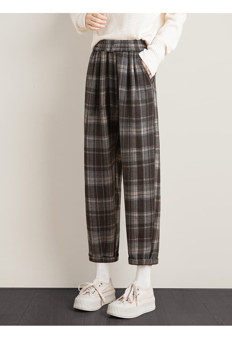 チェックパンツ ゆったりシルエット チェック柄テーパードパンツ