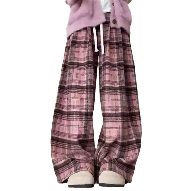 チェックパンツ もこもこチェックルームパンツ