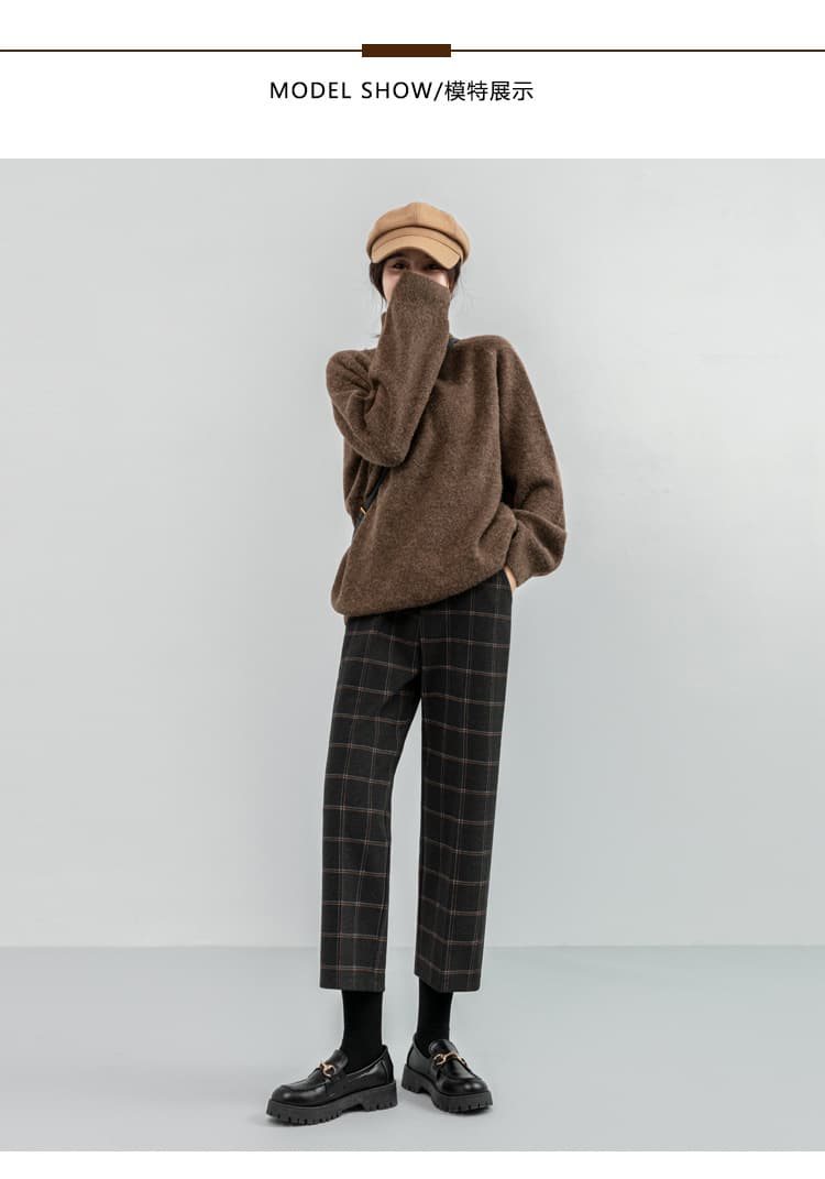 チェックパンツストレートワイドチェックパンツ