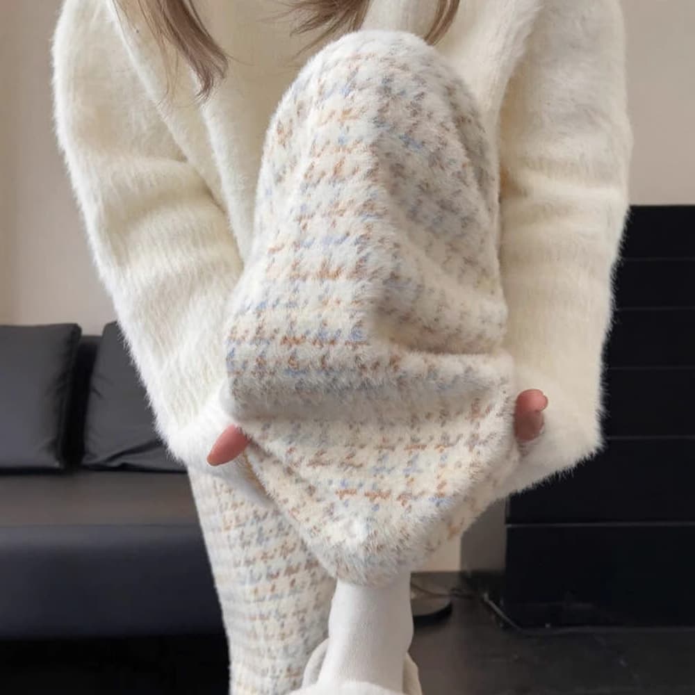 チェックパンツ ふわもこ チェック ホームウェア パンツ