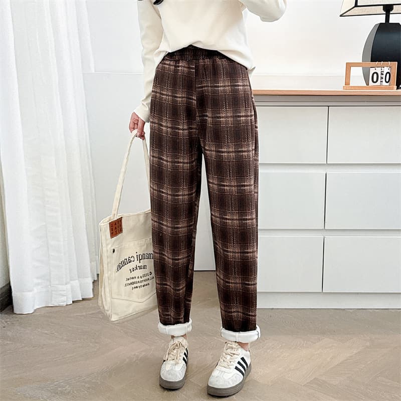 チェックパンツ ゆったりあったか チェックルームパンツ