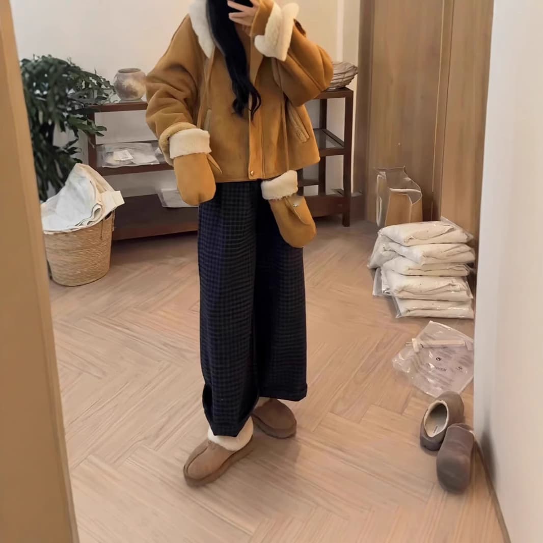 チェックパンツしなやかガーゼチェックパンツ