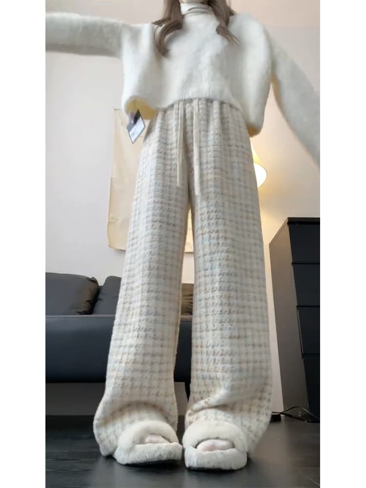 チェックパンツ ふわもこ チェック ホームウェア パンツ
