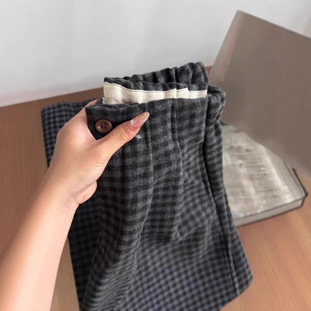 チェックパンツしなやかガーゼチェックパンツ