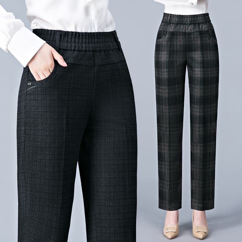 チェックパンツ チェック柄ウエストゴムすっきりパンツ
